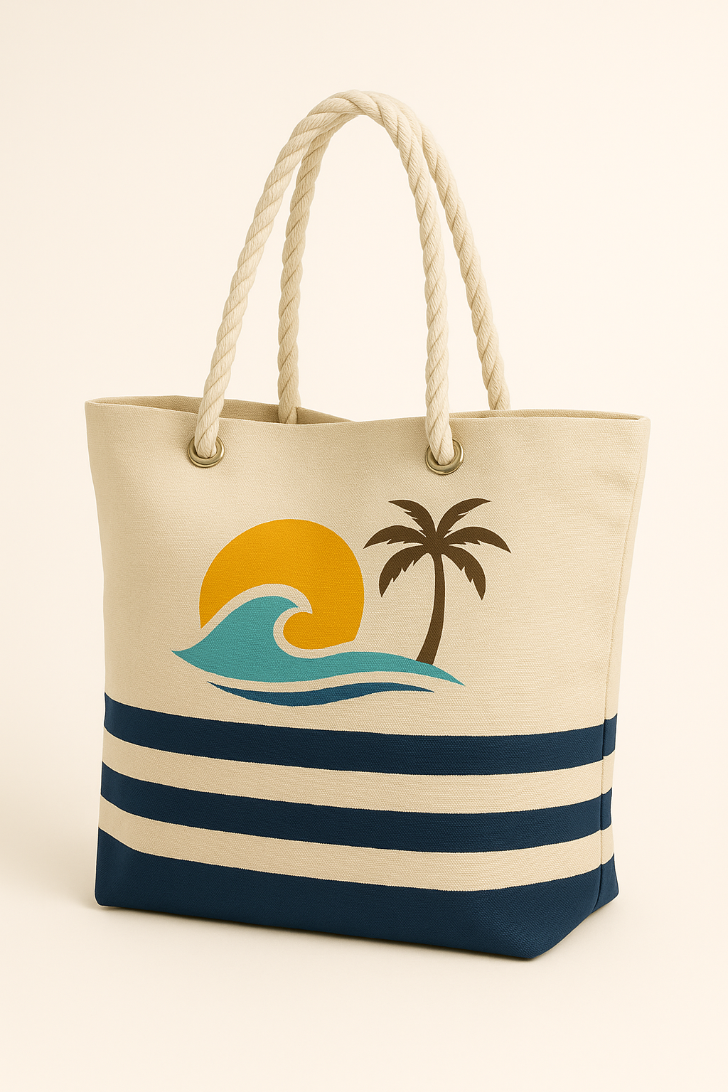 Canvas Beach Tote Bag – Large Eco-Friendly Summer Shoulder Bag for Travel & Shopping