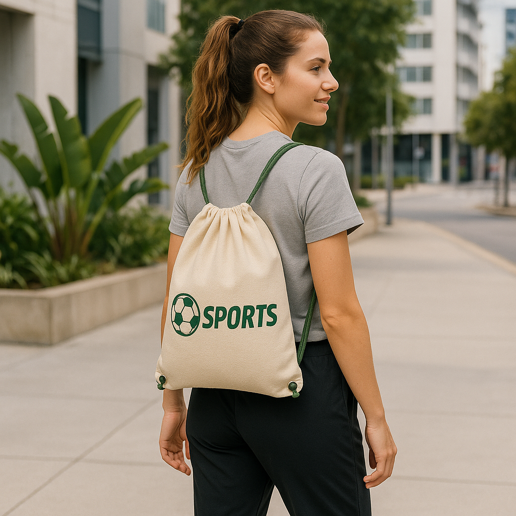 Drawstring Backpack Cotton Canvas Bag 5 OZ - 12 X 16 Ð For Gym, Campus, Conference and Giveaway
