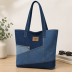 Premium Denim Tote Bag Reusable with Stylish Graphic Print